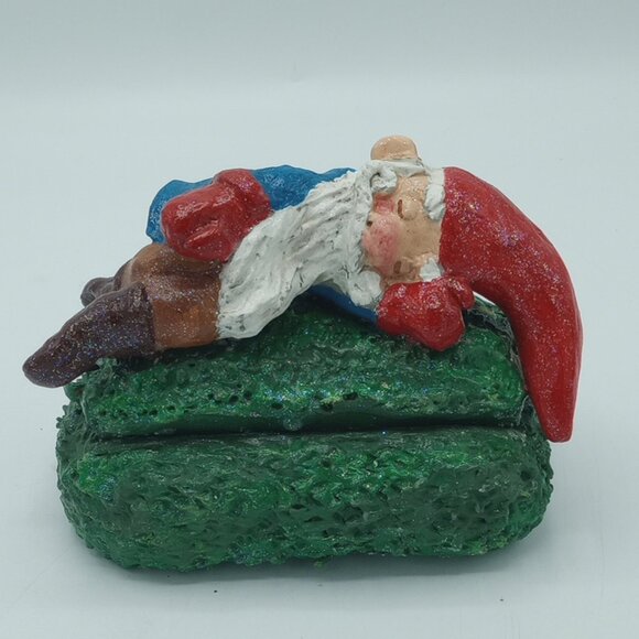 Sleeping Gnome Trinket Keepsake Jewelry Box Handmade Original Folkart OOAK - Picture 1 of 16
